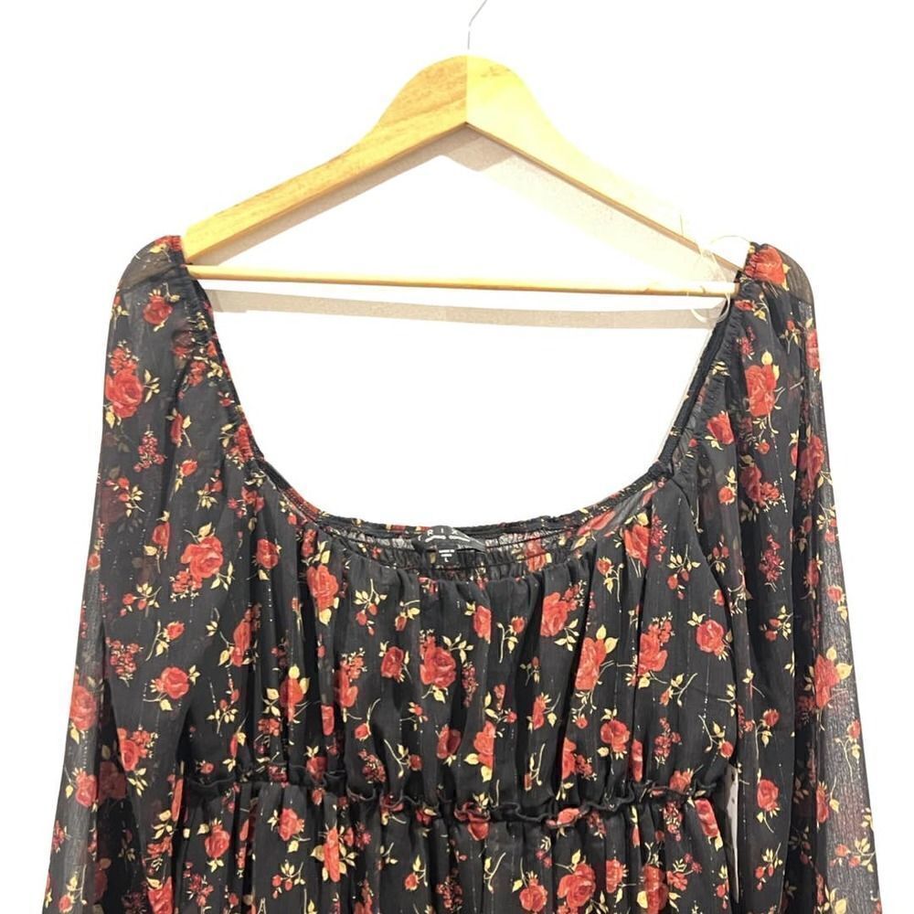 Trixxi Black Floral Long sleeve Dress size L - Picture 3 of 5